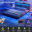 HOMCOM Bed Frame Floating Bed Frame with RGB LED Lights Grey-967113897