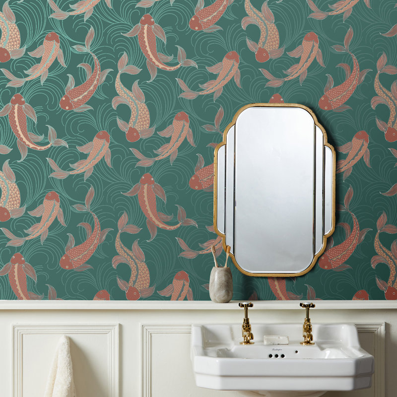 Dashiell Decorative Fish Wallpaper, Teal