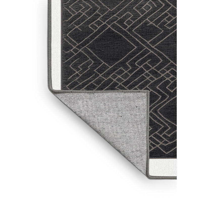 Tapis gris en treillis lavable à la machine, Carré 4 pi