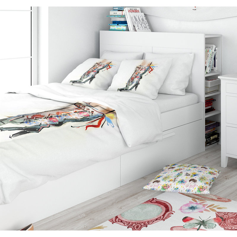 Ensemble de housse de couette à chaussures designart, Housse de couette grand + 2 taies décoratives