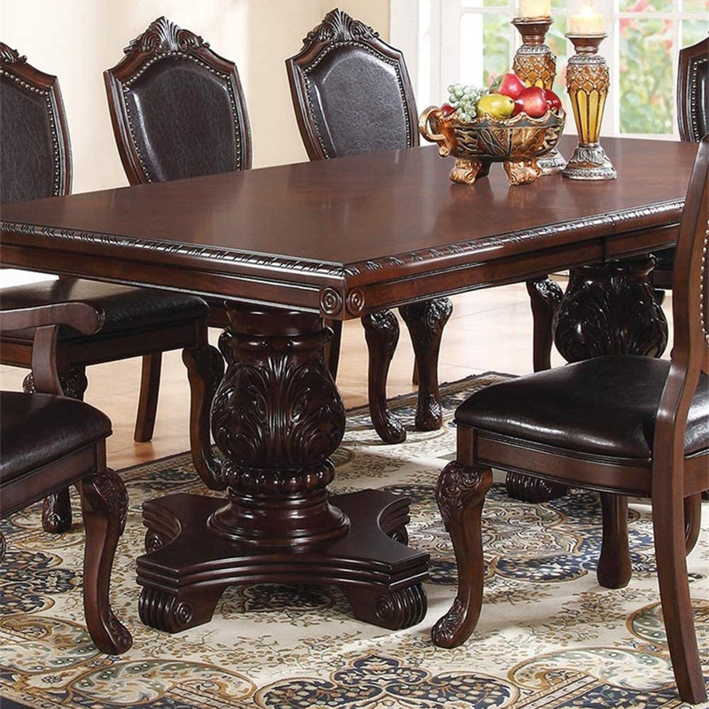 Ensemble de table de salle à manger avec 2 chaises à accoudoirs et 6 chaises d'appoint brunes 9 pièces