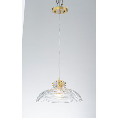 Suspension Lunelle 1 lumière en verre transparent en forme de fleur
