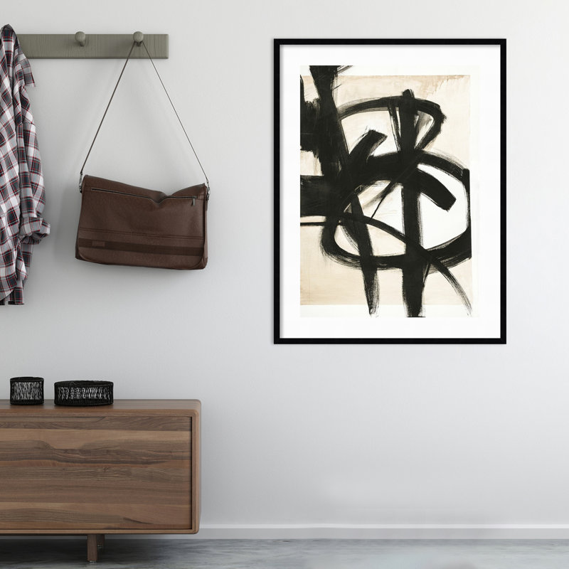 Graphical Shapes 7 by Design Fabrikken, 42.12" H x 32.12" W x 0.88" D, Black Framed Paper