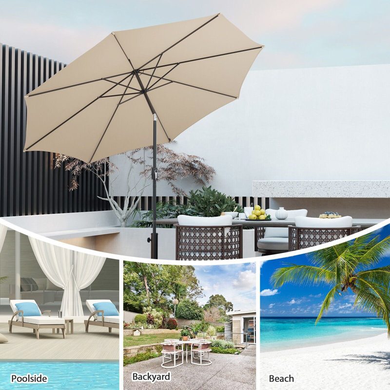 Channen 300 cm W X 300 cm D Tilt Market Parasol with Crank Lift