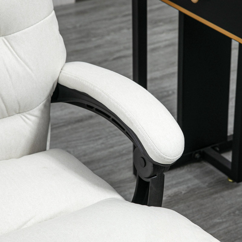 Fauteuil inclinable chauffant et massant avec repose-pieds, Blanc, crème, Argent argent