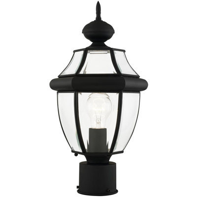 Outdoor Post Lantern Pendant Light Fixture with Clear Beveled Glass Shade