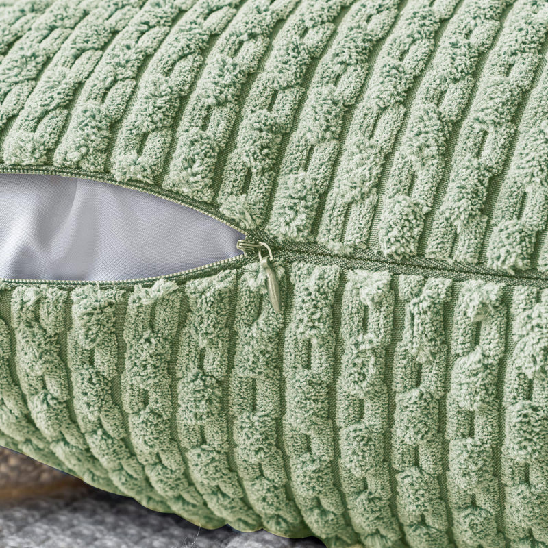 Cozy Throw Pillow Cover 2pcs, Square 18", Green