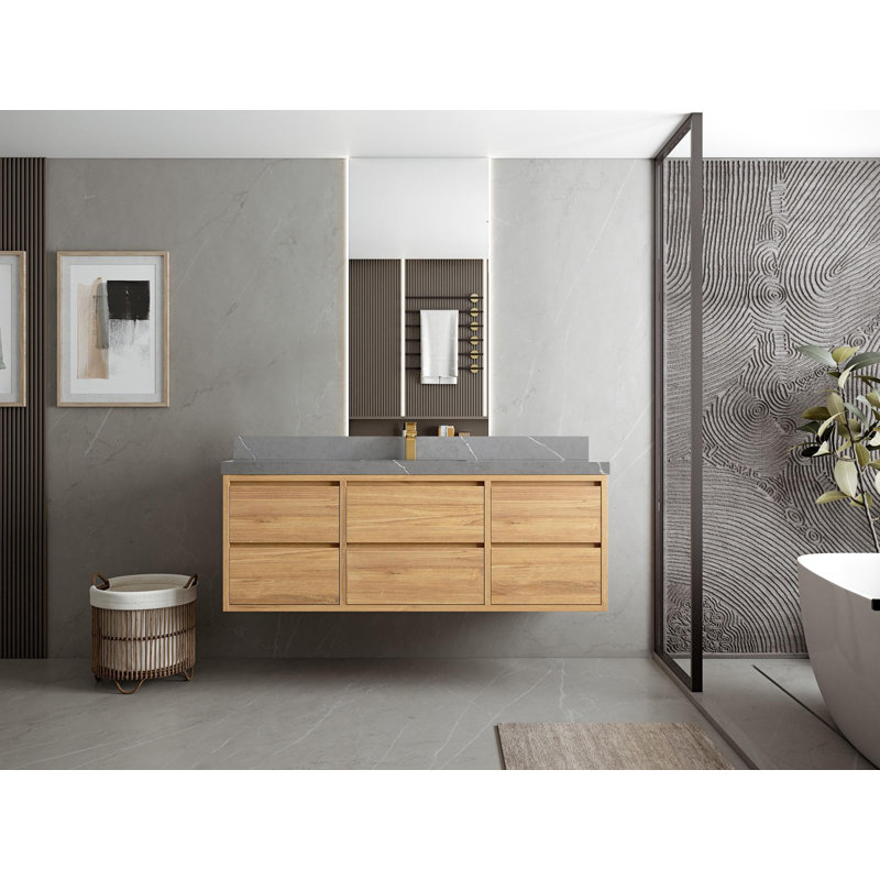 Meuble-lavabo simple 60 po avec comptoir en quartz Cadge