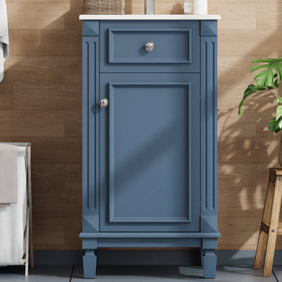 Meuble-lavabo de salle de bain avec lavabo en céramique, meuble-lavabo simple autoportant avec porte à fermeture douce, tablette réglable