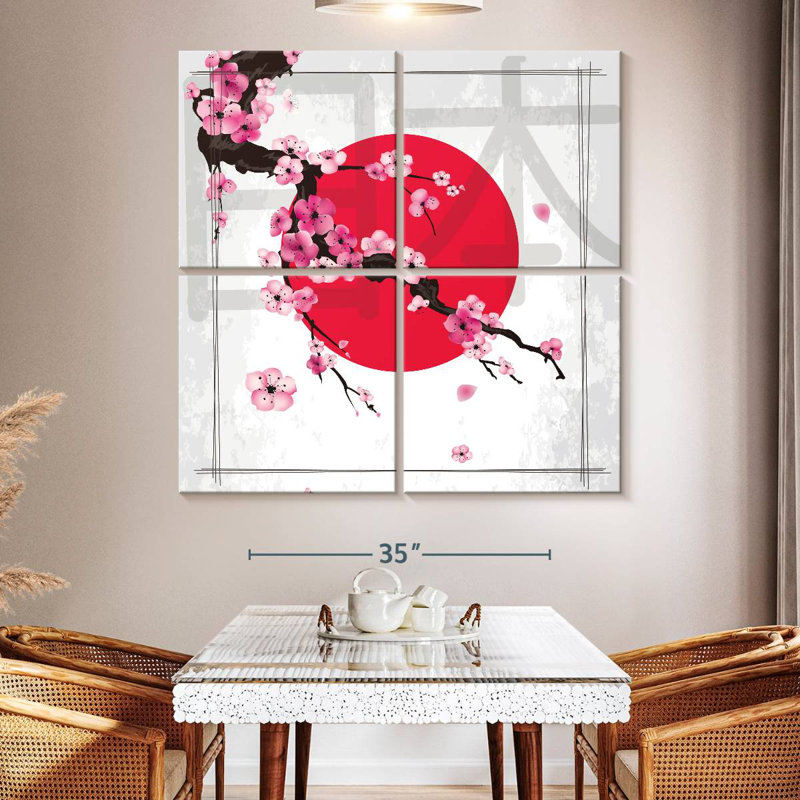 Harnek Japanese Sakura Illustration, 50" H x 50" W