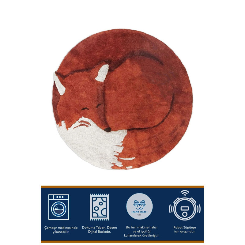 Tapis rond lavable Fox, Sous-tapis rond 3 pi 3 po inclus