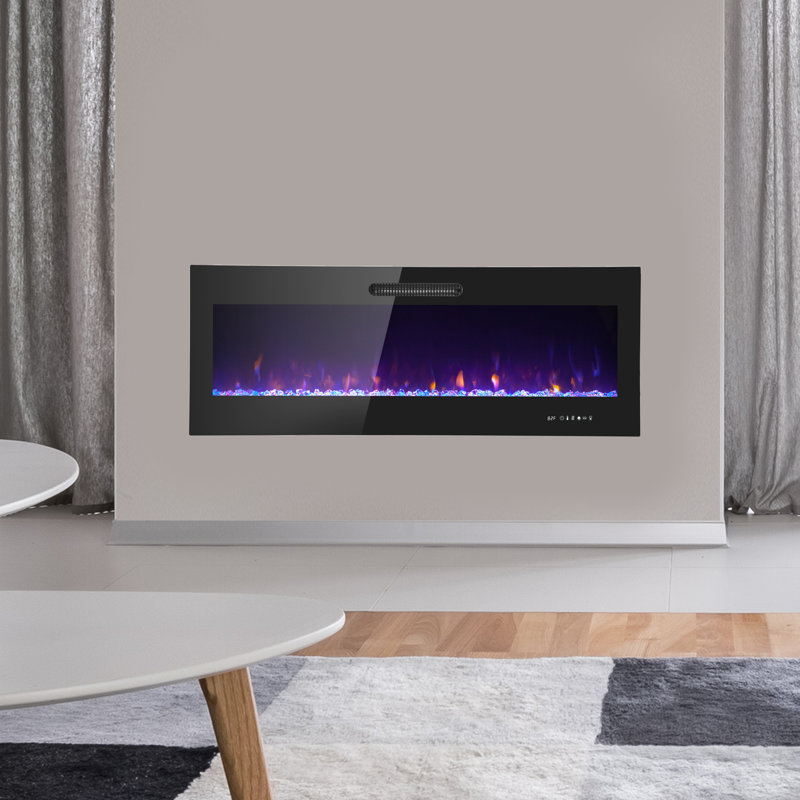 Foyer électrique de luxe à DEL avec foyer et bûches de cristal, H 18,9 po x l 54,13 po x P 5,9 po