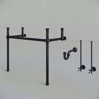 Copeland 37.4" Wall-Mounted Washstand Legs and P-Trap Kit, Matte Black