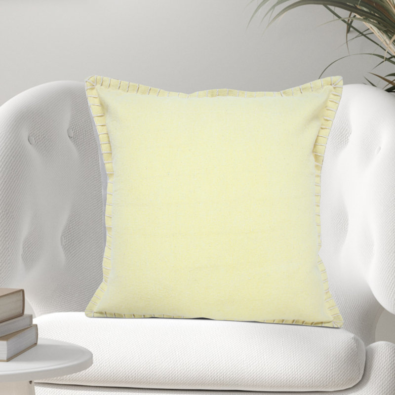 Housse de coussin Madison, 20 po x 20 po, Jaune, Housse avec bourre en polyester
