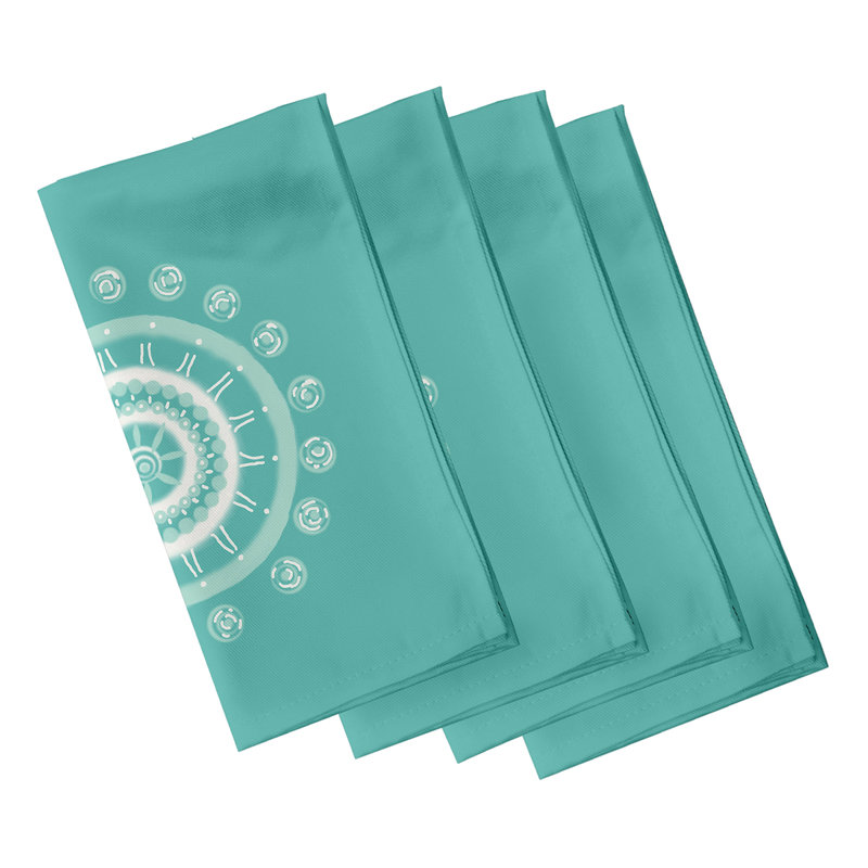 Areanna Polyester Geometric Square Napkin, Teal