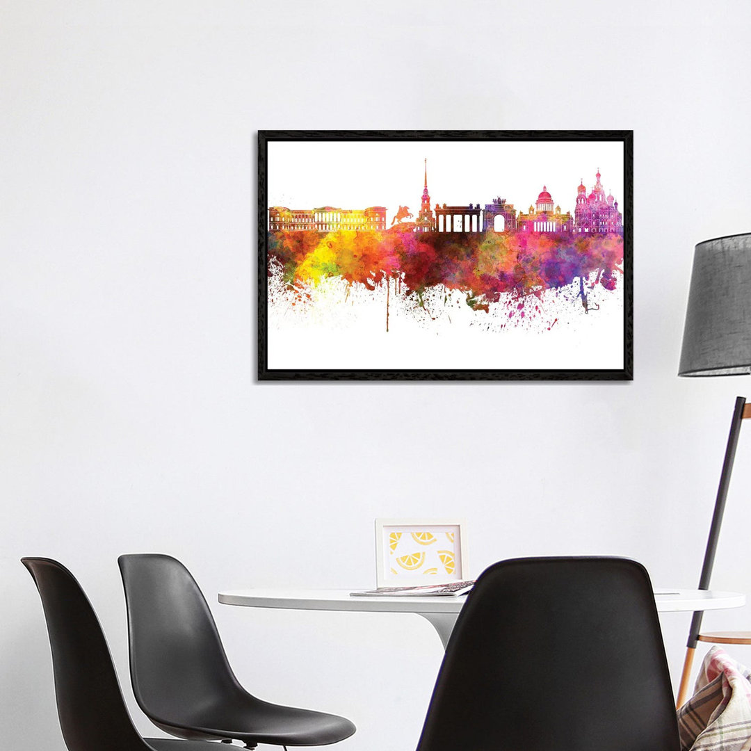 Sankt Petersburg Skyline in Aquarell von Paul Rommer - Galerie-verpackte Leinwand Giclée auf Leinwand