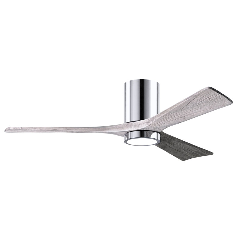 Olivier à 3 pales DEL standard avec ventilateur de plafond et ensemble d'éclairage inclus, Chrome poli, Ton bois de grange