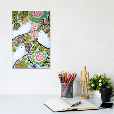 Sweet Love Birds I by Karen Fields - Wrapped Canvas Painting