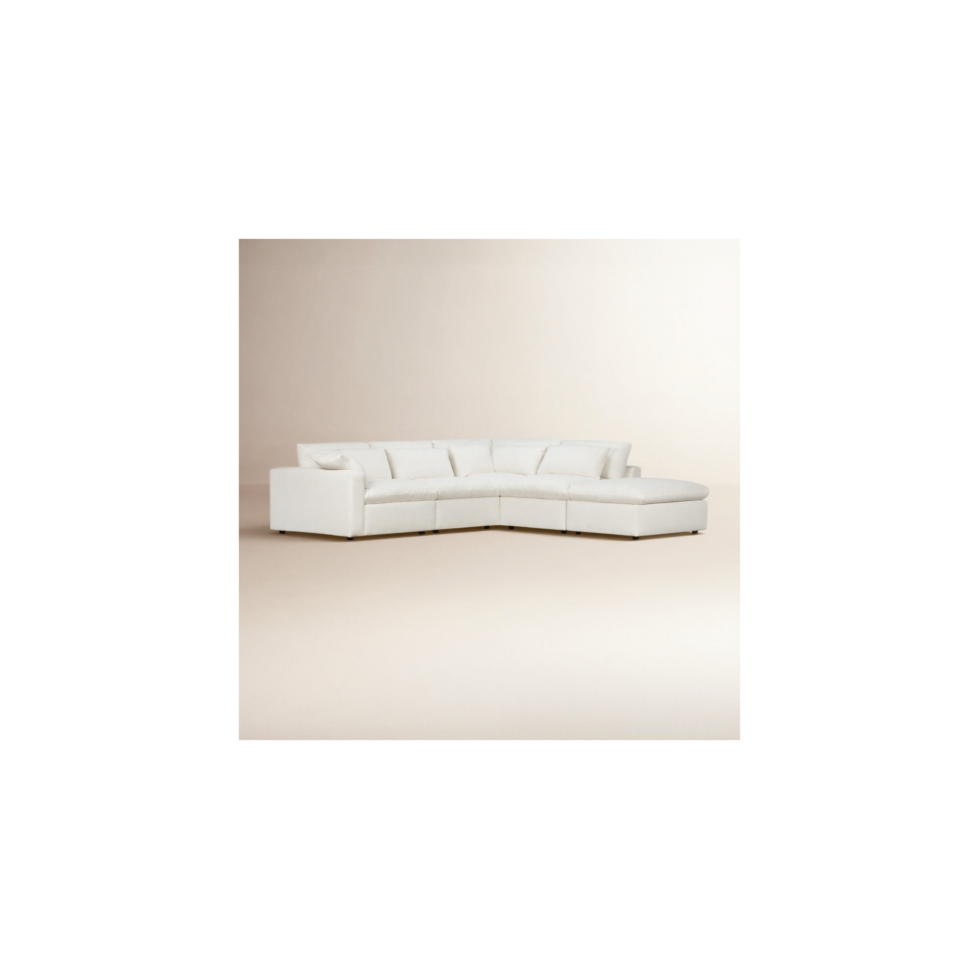 Remy 5-Piece Modular Chaise Sectional, Right Hand Facing, Nomad Snow Crypton® Chenille