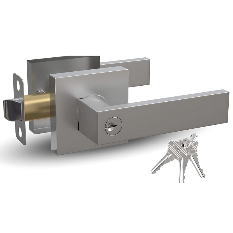 Poignée de porte à levier Mega Handles, verrouillage carré robuste, serrure, acier inoxydable durable, réversible, convient aux portes standard, serrure intérieure