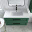 Meuble-lavabo mural simple 36 po x l 18 po x H 20 po en vert avec plateau en céramique blanche