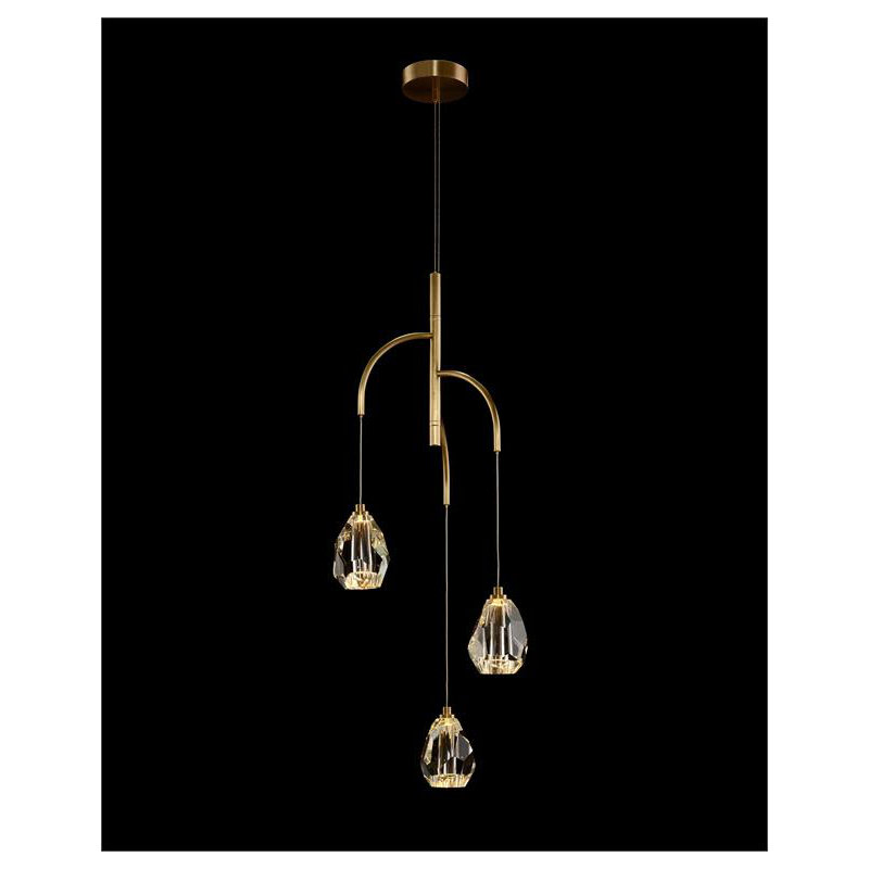 Lustre en cristal facetté à trois lumières