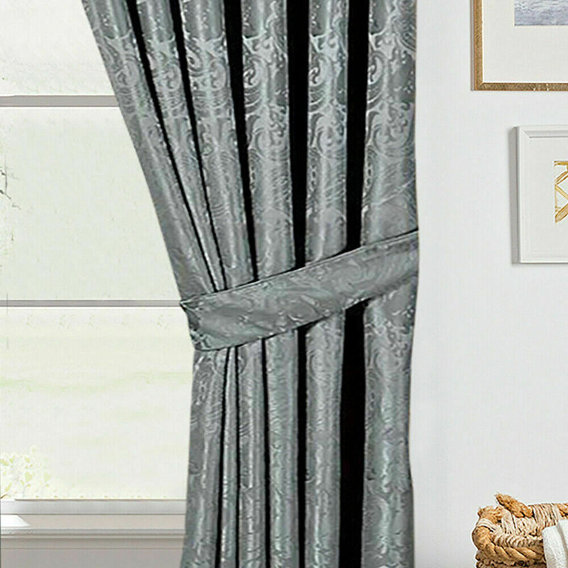 Gianluca Room Darkening Curtain Pair, Silver, Width 228 x Drop 228cm