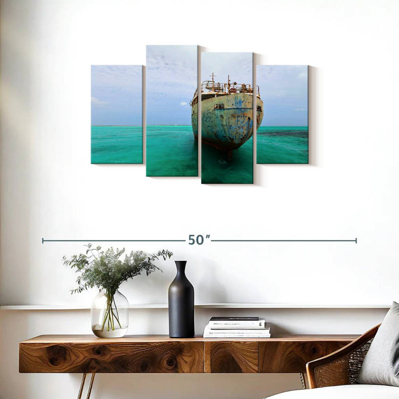 Mehar Old Ship In The Caribbean, 22" H x 36" W