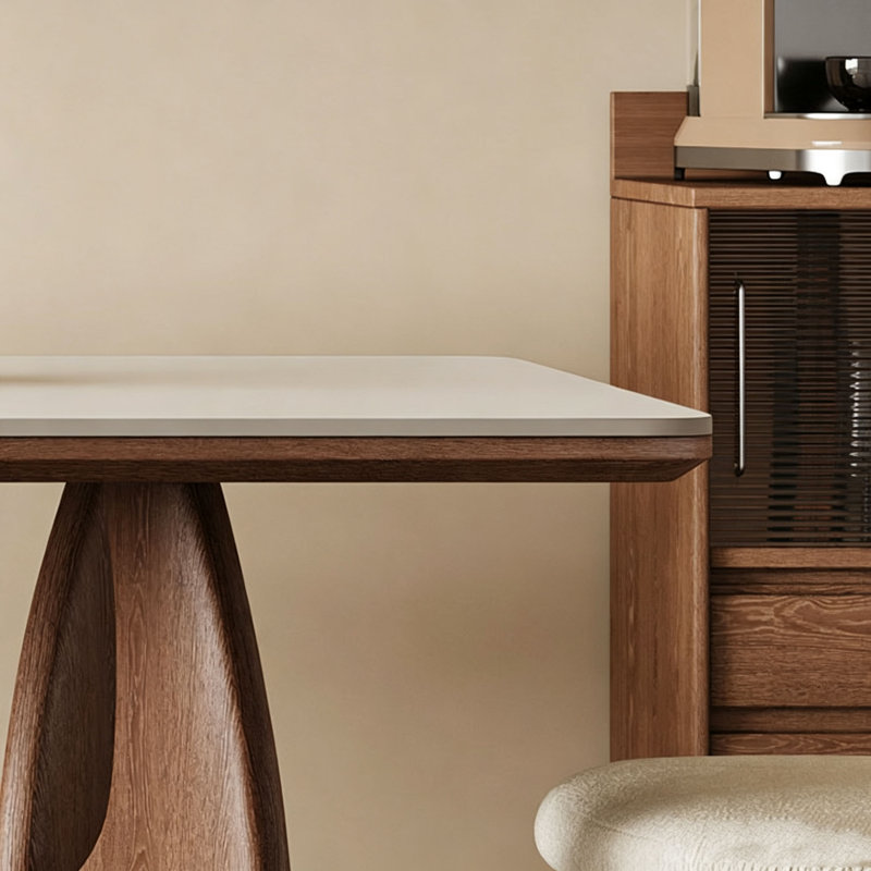 Walnut Sintered Stone Table, 29.5" H x 59.1" W x 31.5" D