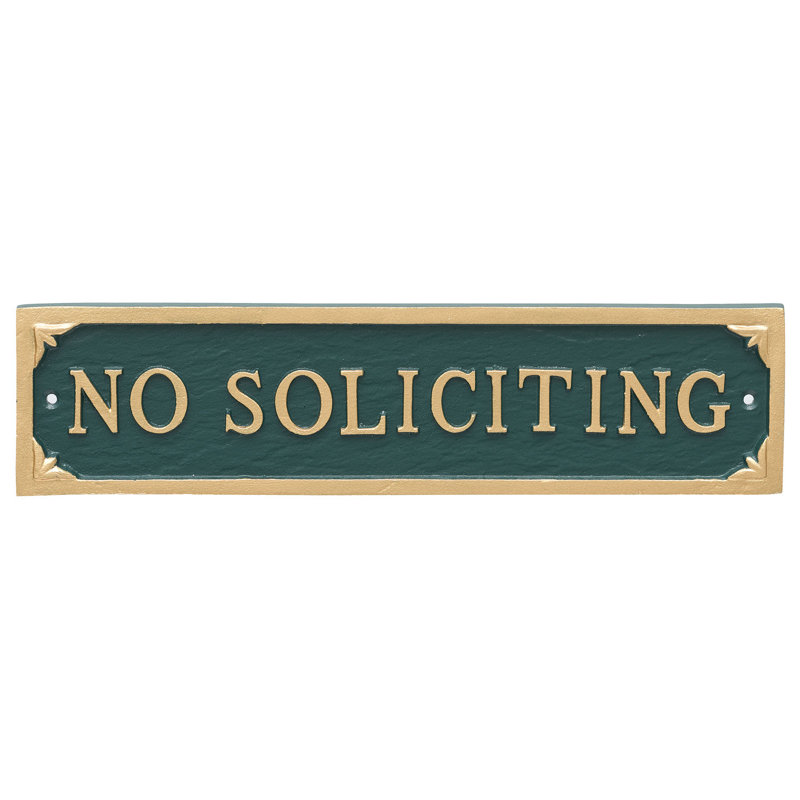 No Soliciting Statement Garden Plaque, Hunter Green/Gold