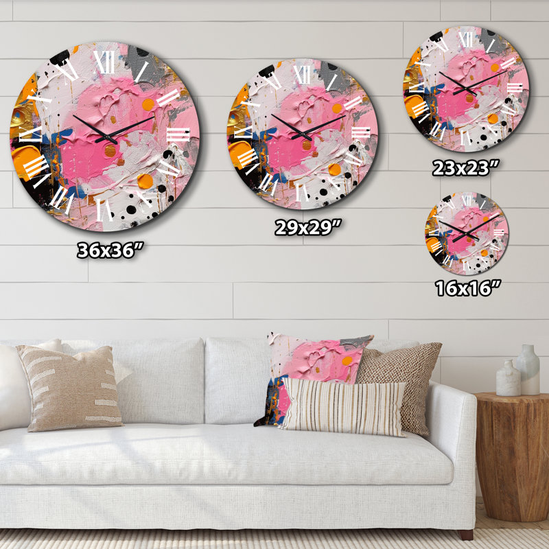 Horloge murale rose et grise I, Moyenne