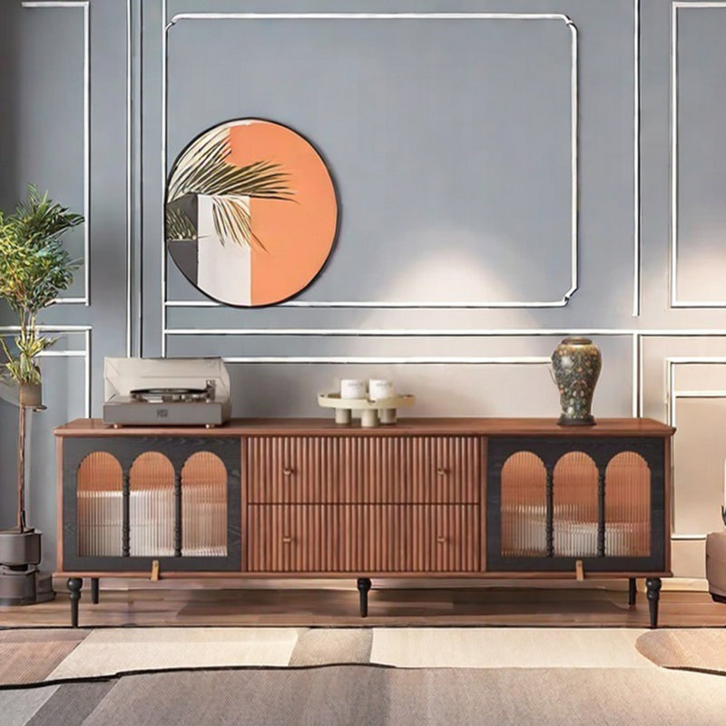Meuble télé en bois massif de style médiéval, 78.74"