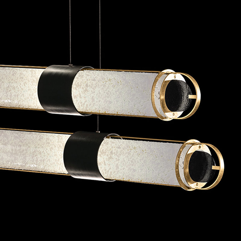 Luminaire suspendu linéaire à 8 lumières pour îlot de cuisine Bond Bond, Blanc, Noir / or