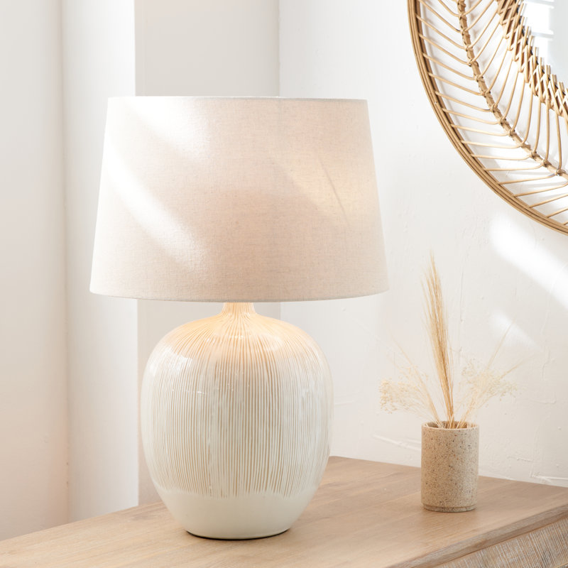 Greta Ceramic Table Lamp, Brown and Black