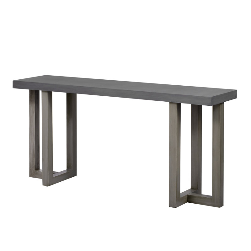 U_STYLE Geometric Design Console Table With Solid Pine Legs, Dark Gray/Light Gray
