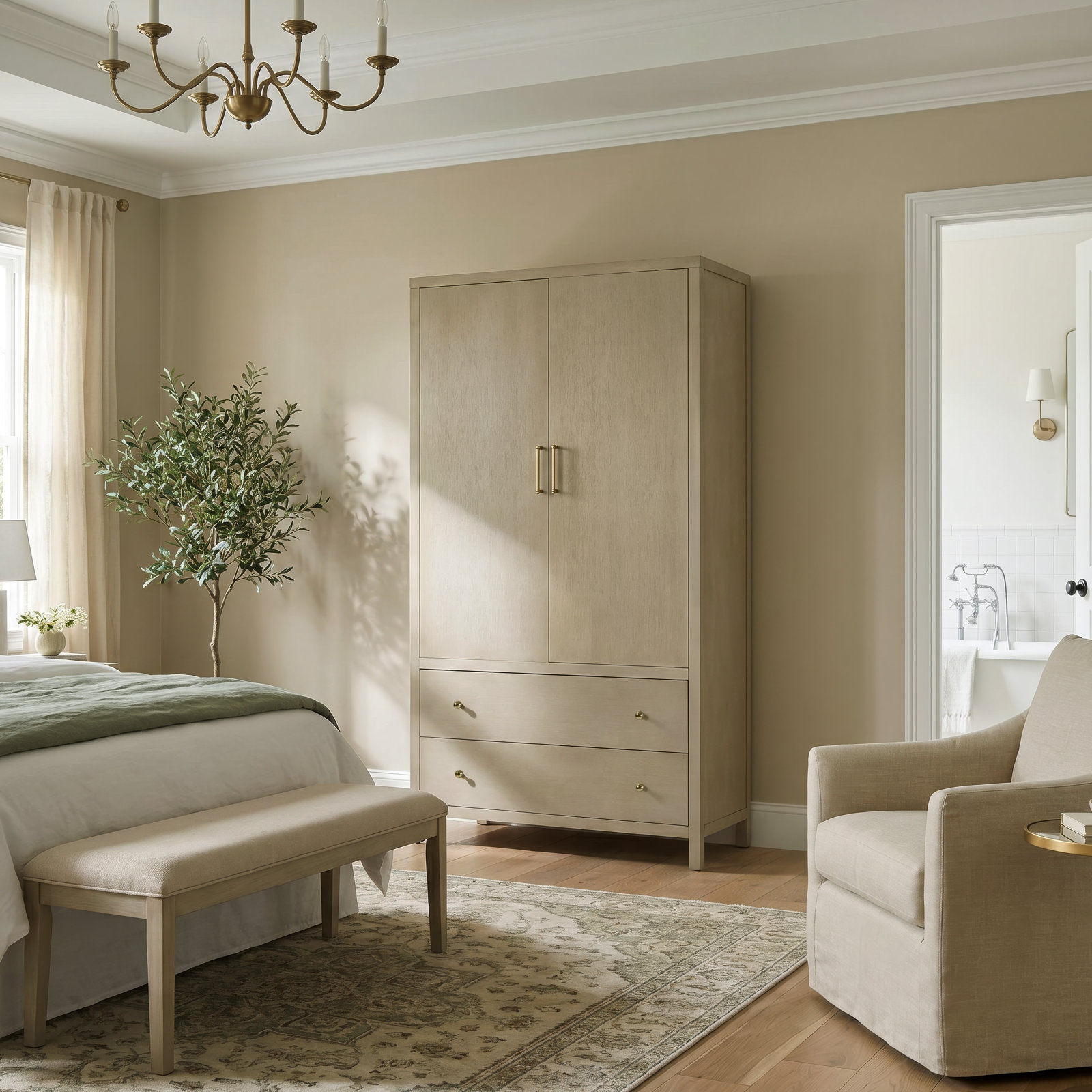 2-Drawer Armoire, Taupe