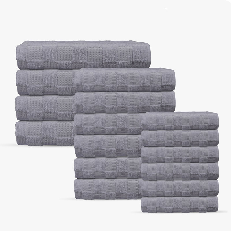 Taylorlynn 16 pcs Turkish Towels Set, Silver