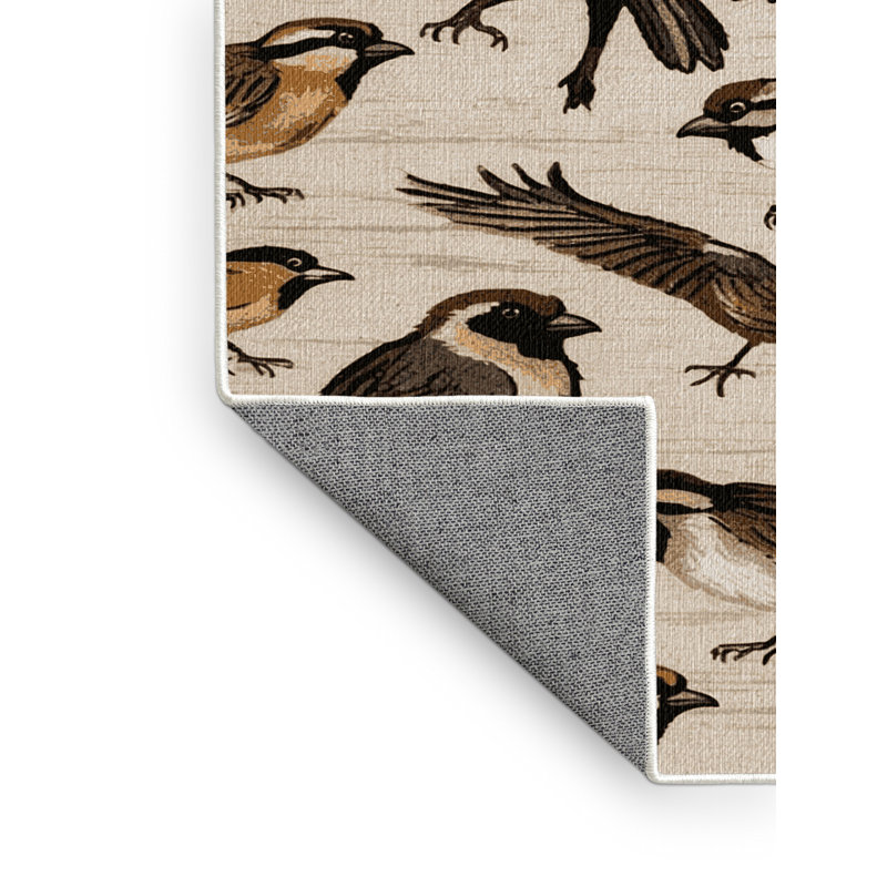  Tapis lavable Cape Sparrow Birds, Rond 4 pi