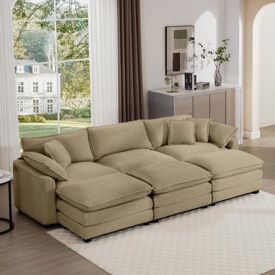 Ensemble de canapé surdimensionné à coussins modulaires, repose-pieds portatif, ensemble de canapé d'angle en L à assise profonde et dossier bas en forme de L