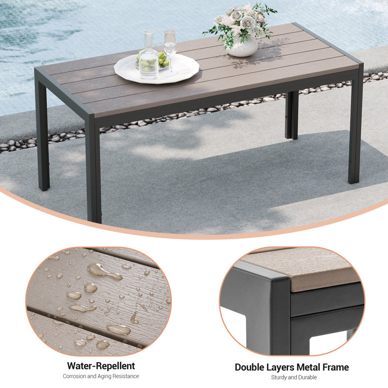 6 Piece Patio Sofa with Coffee Table Conversation Set, Sand