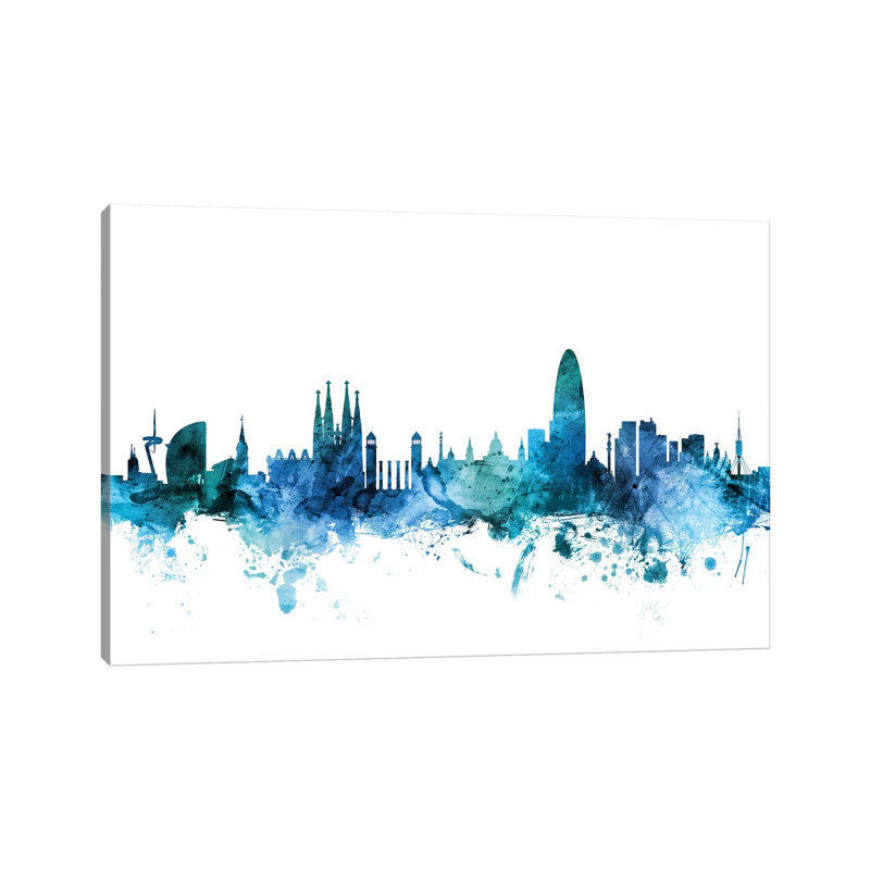Barcelona, Spain Skyline by Michael Tompsett - Wrapped Canvas Gallery-Wrapped Canvas Giclée, 20.32 cm H x 30.48 cm W