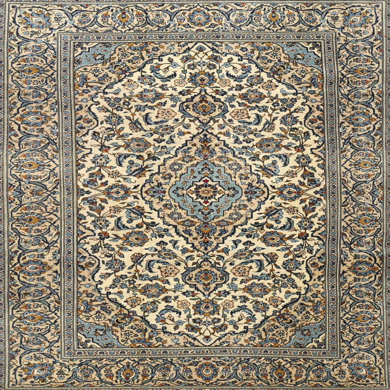 Tapis noir/beige traditionnel, Carré 5 pi