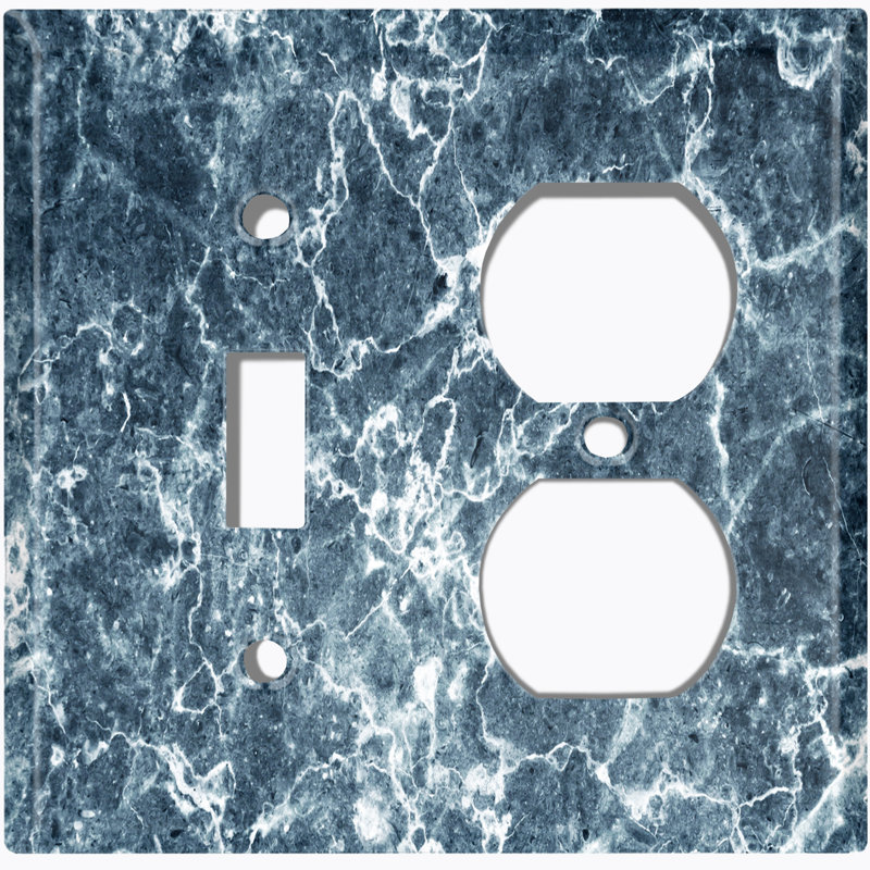 Patterned 2 - Gang Combination Plate Standard Combination Wall Plate, Ocean Blue