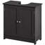 Armoire de rangement à piédestal noire, armoire sous évier avec découpe en U et tablette réglable