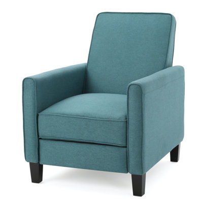 27.5" Push Back Recliner Chair Upholstered Recliner Armchair with Solid Rubber Wood Legs for Living Room and Bedroom