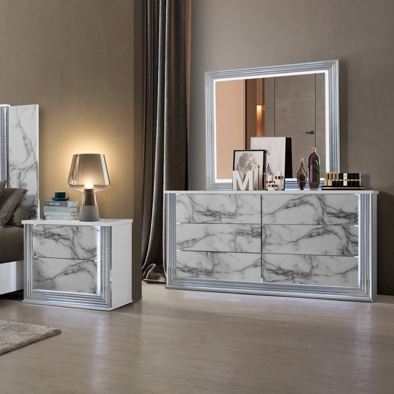 MOON WHITE MARBLE MIRROR WITH LED, Marble, Square, Vertical