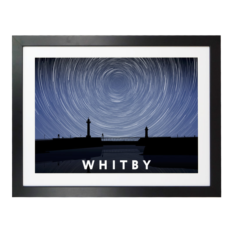Whitby Night Timelapse 1 Piece Wall Art, 33.5 cm H x 43.5 cm W x 2.2 cm D, Black Wood Frame