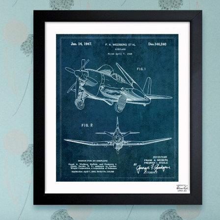 Avion 1947 - Cadre photo, impression sur papier, H 13,5 po x l 11,5 po x P 0,5 po