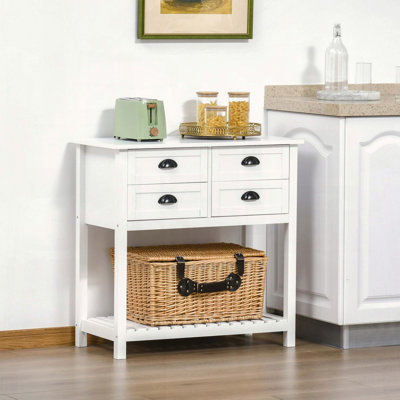 Coffee Bar Cabinet with Four Drawers and Slatted Bottom Shelf