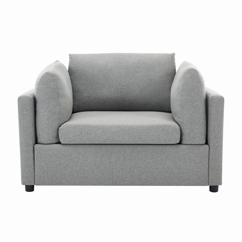 Linen 50" Wide Oversized Armchair with Ottoman, Light Gray Linen